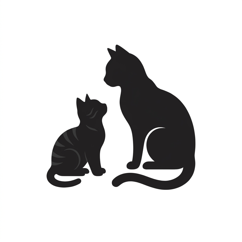 向き合う2匹の猫、モナとアメに由来するシンボル